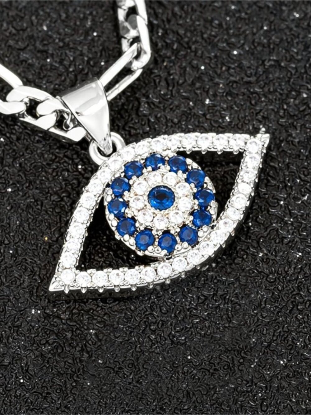 Evil Eye Necklace for Women 14K Gold Plated White Color Cubic Zirconia Inlay Evi - Picture 6 of 6